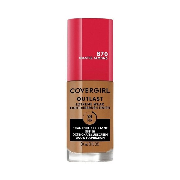 COVERGIRL Outlast Extreme Wear 3-in-1 Foundation #870 Toasted Almond  1 Fl Oz - Picture 1 of 6